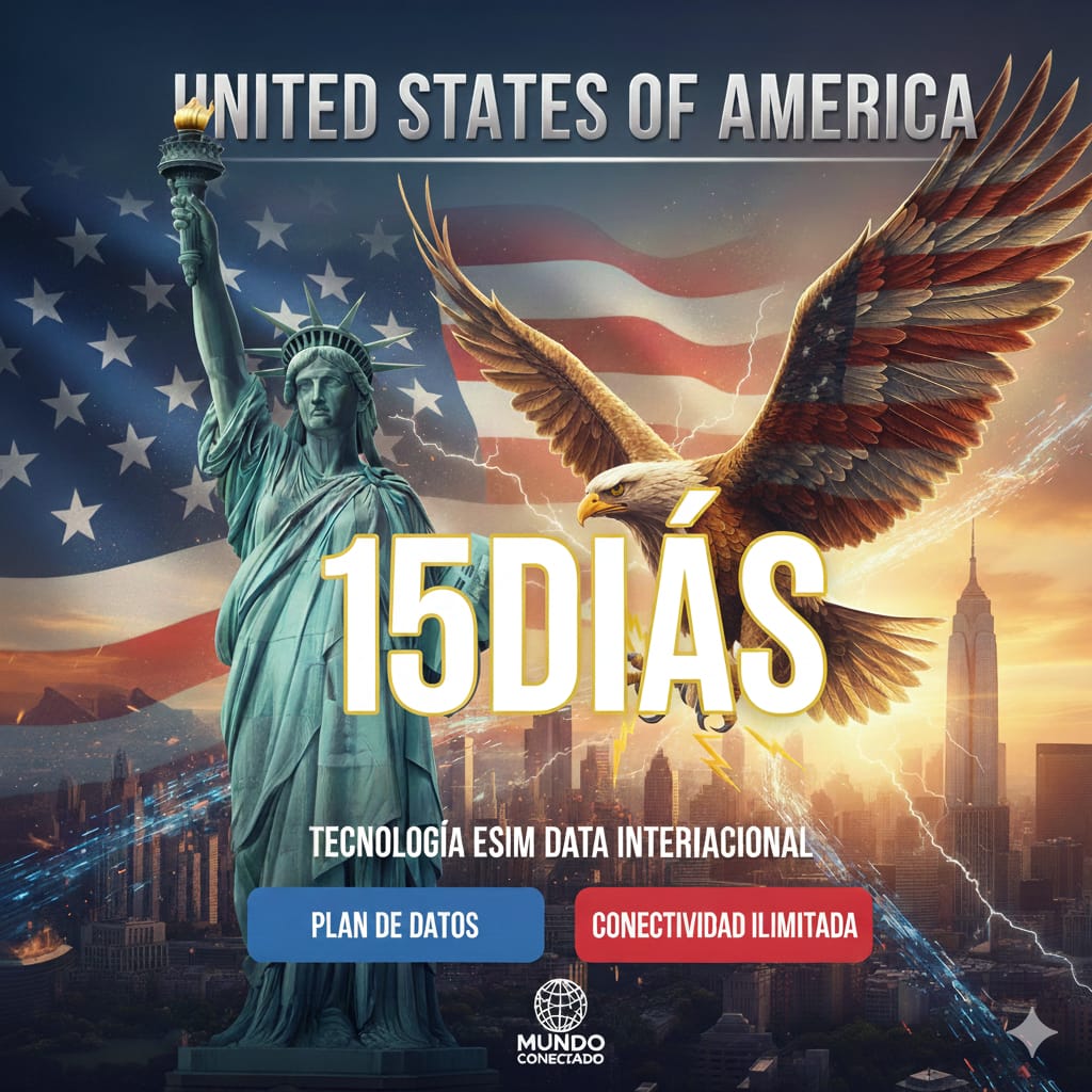 USA 15 DIAS United States of America 20GB + ILIMITADO 128KBPS POR 15 DIAS - Image 1